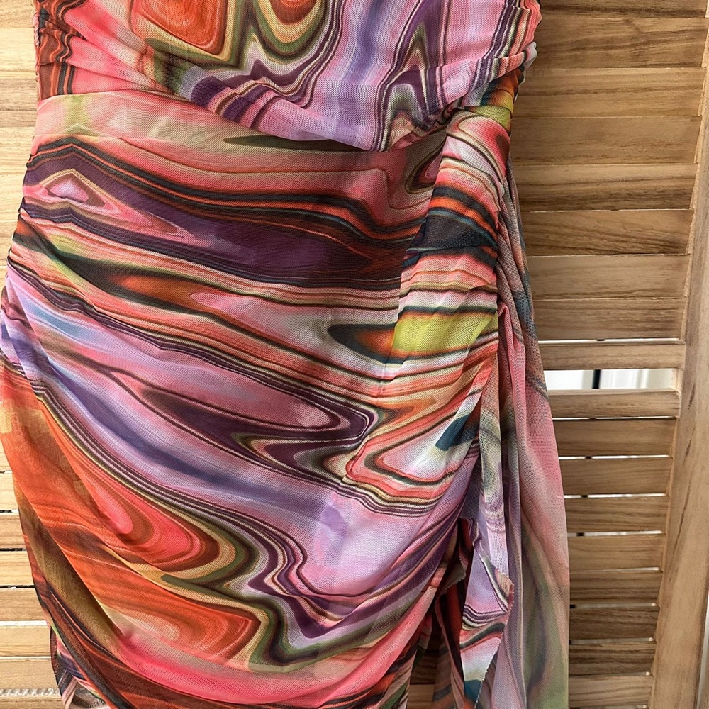 Elliatt Nala Psychedelic Colorful Rainbow Pride Rave Party Mini Dress Size XL - Picture 10 of 11